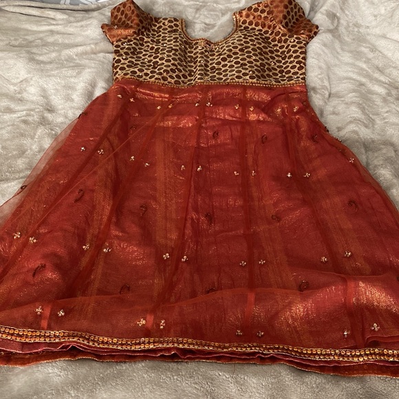 Brown Salwar with blue bead details - Picture 3 of 3